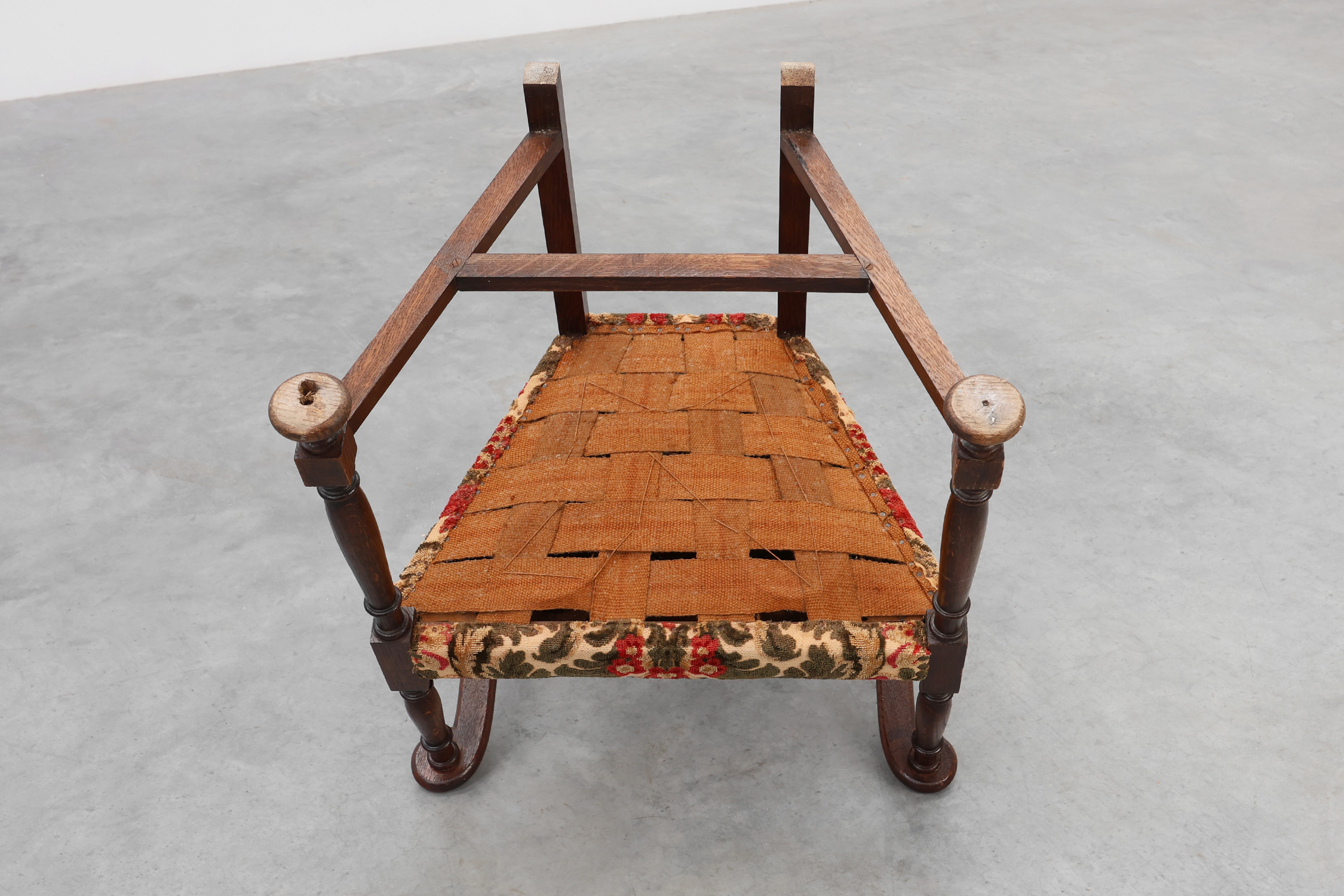 Antique oak Louis XIII style chair with floral upholstery, France ca. 1890thumbnail